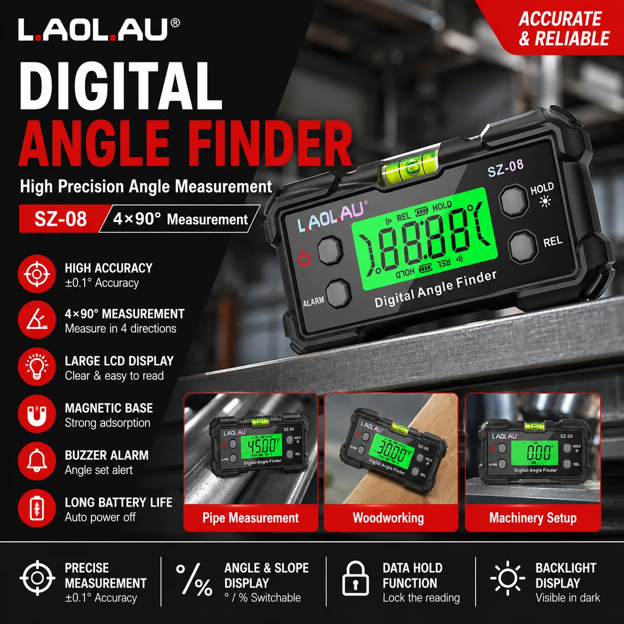Digital Angle Gauge With Level - Diy Electronics Organizer recension och pris