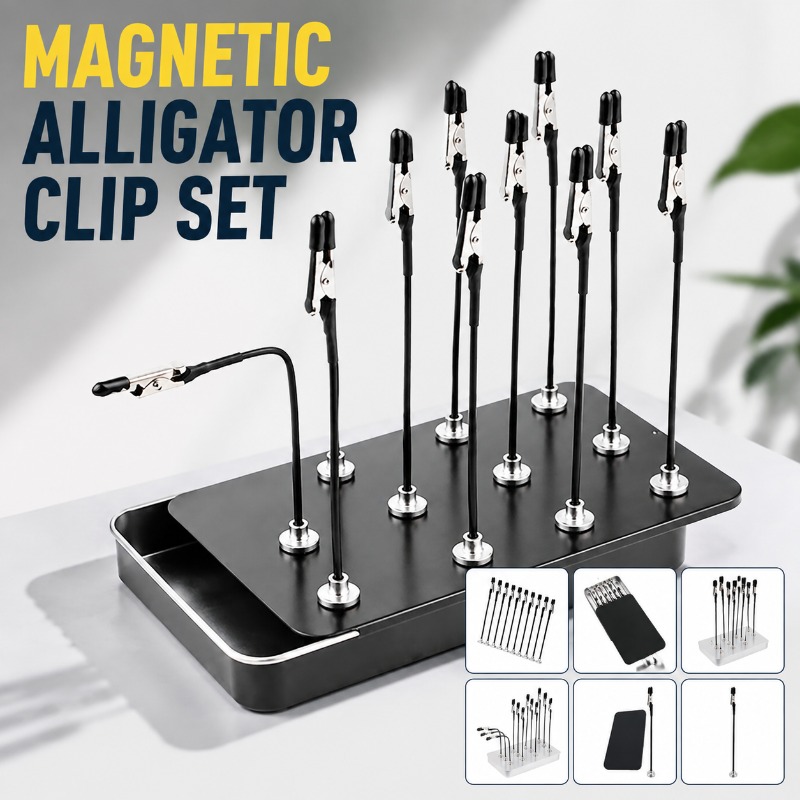 Magnetic Bendable Coated Allig - Crocodile Clip Set recension och pris